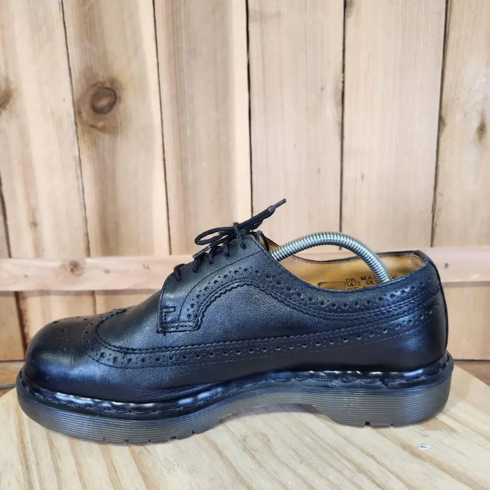 Vintage Dr. Martens 3989 Shoes Mens 10 Black Leather Wingtip Brogue Made England